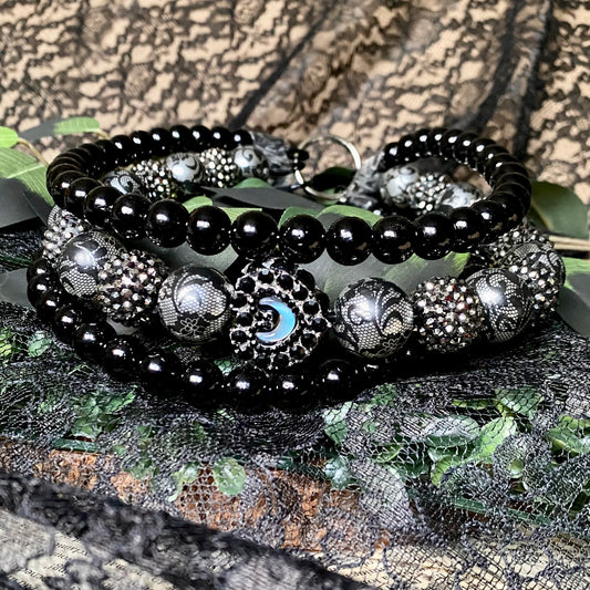 Victoria Lace 3 String Beaded Collar