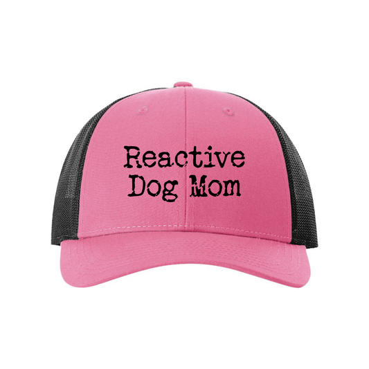 Reactive Dog Mom Hat 2.0 by Bully Love Boutique featuring a stylish, casual hat with reactive dog design and adjustable strap.