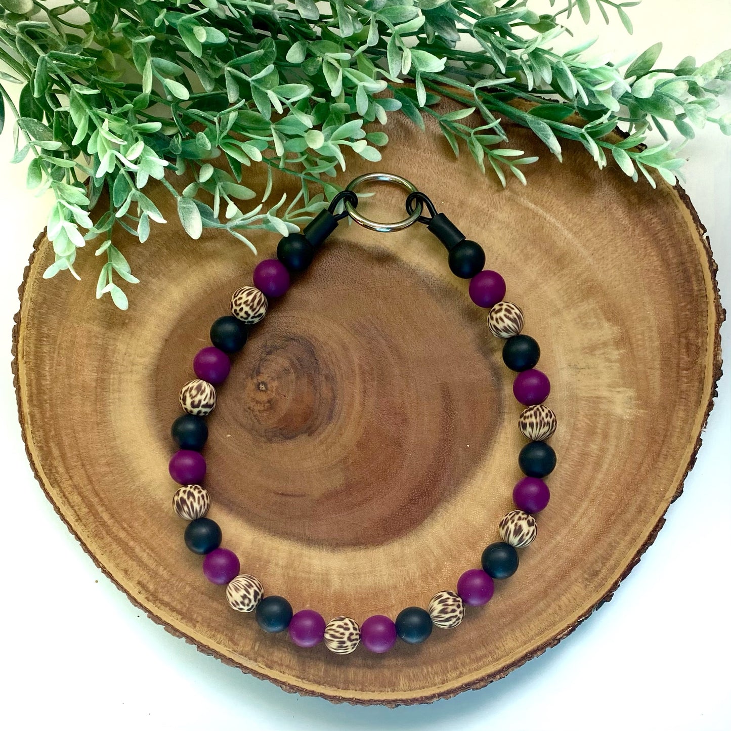 Purple Leopard Beaded Collar