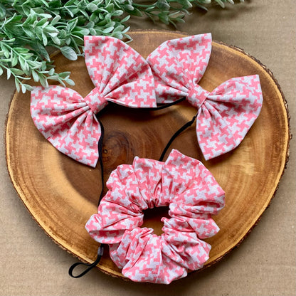 Houndstooth Cotton Scrunchie