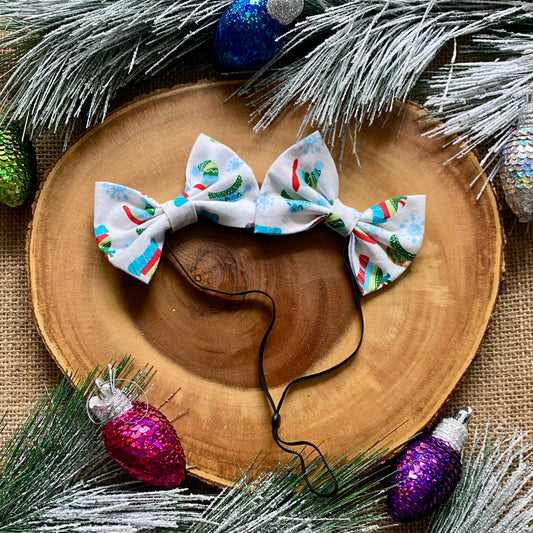 Winter Hat Dog Double Bows