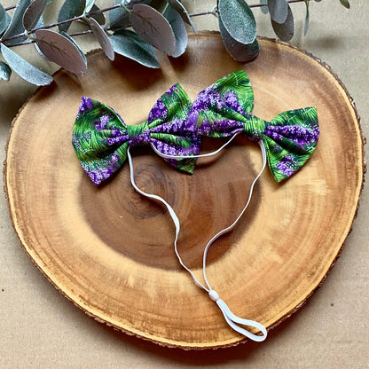 Lavender Fields Dog Double Bows