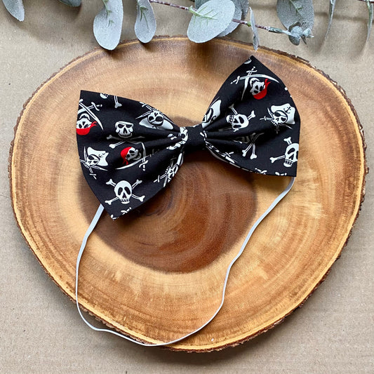 Pirate Skulls Dog Bowtie & Head Bow