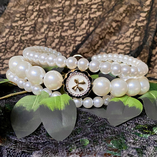 Victorian Bow 3 String Beaded Collar