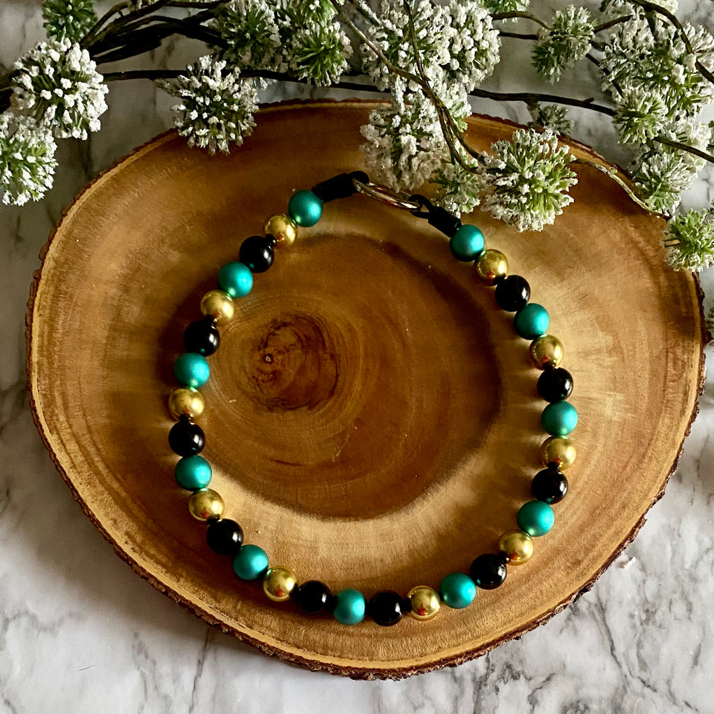 Turquoise Daisy Beaded Collar