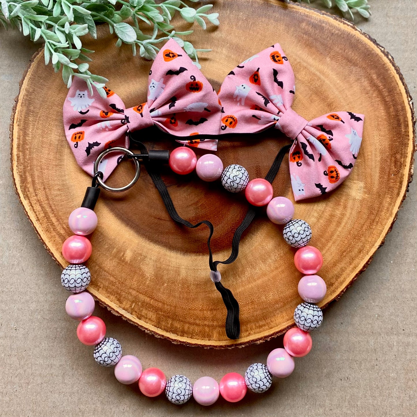 Pink Summerween Bubblegum Dog Beaded Collar