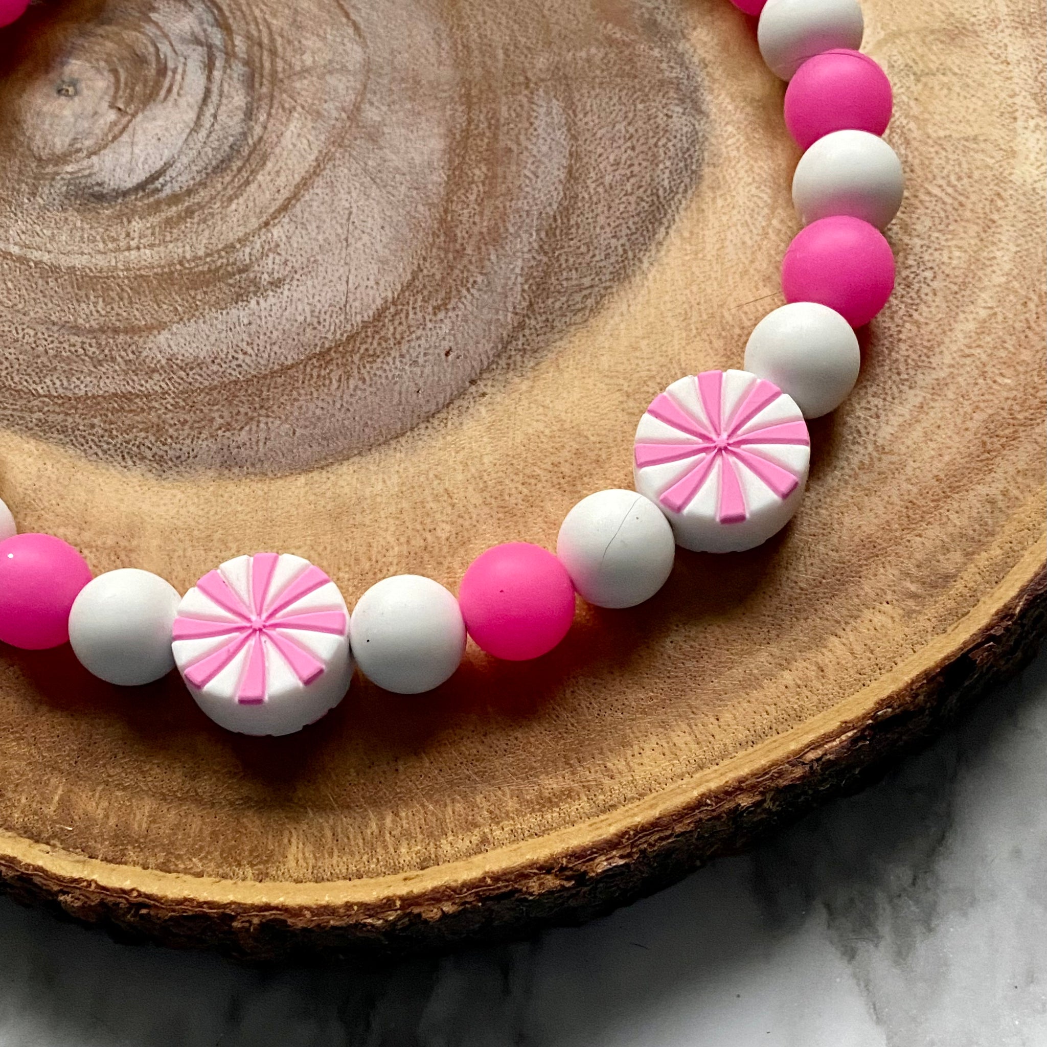Pink Candy Glow in the Dark Beaded Collar