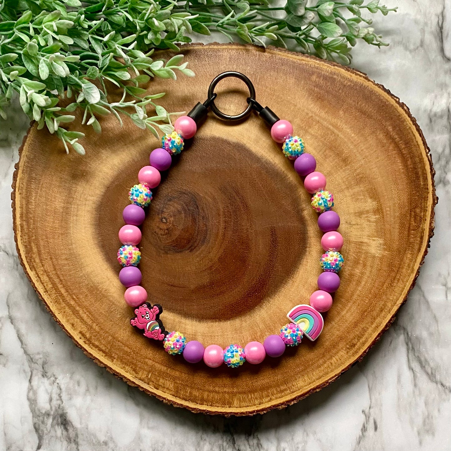 Pink Carebear Beaded Collar