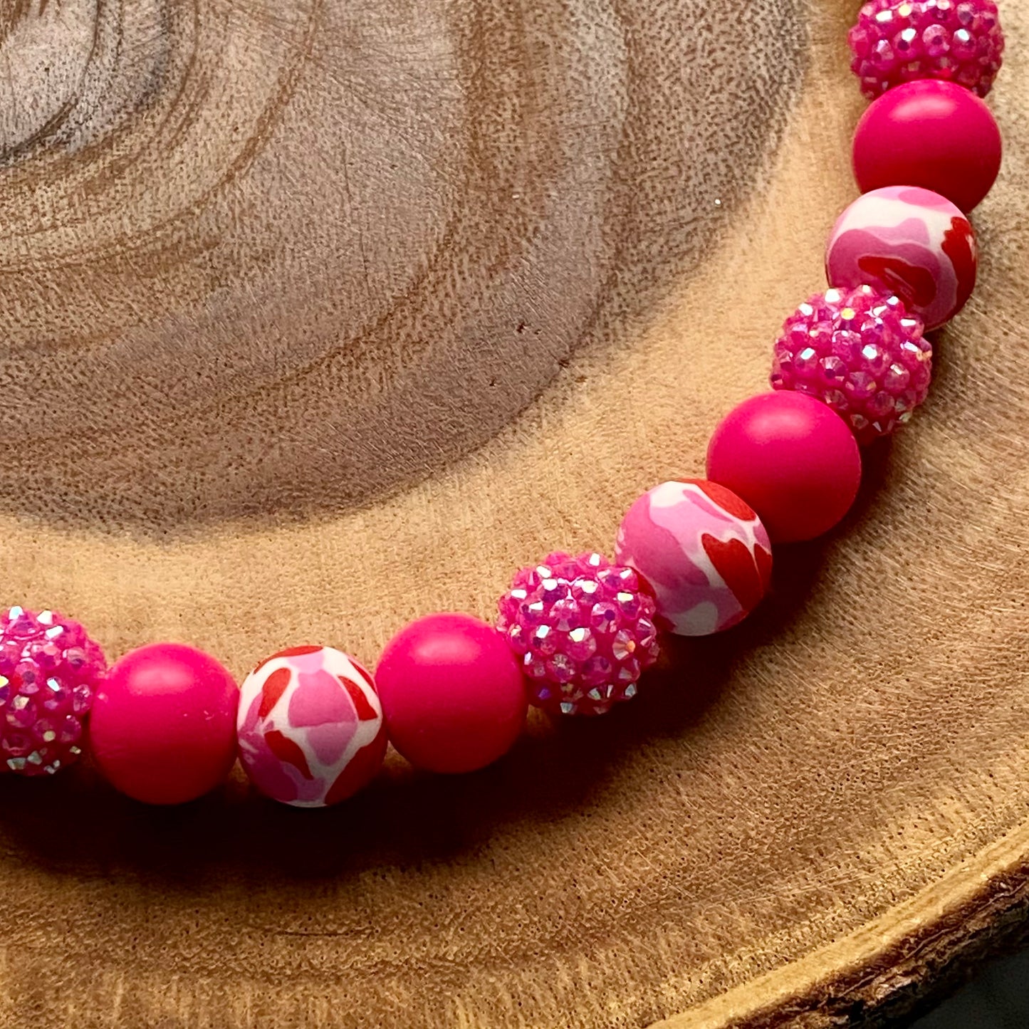 Pink Camo Beaded Collar