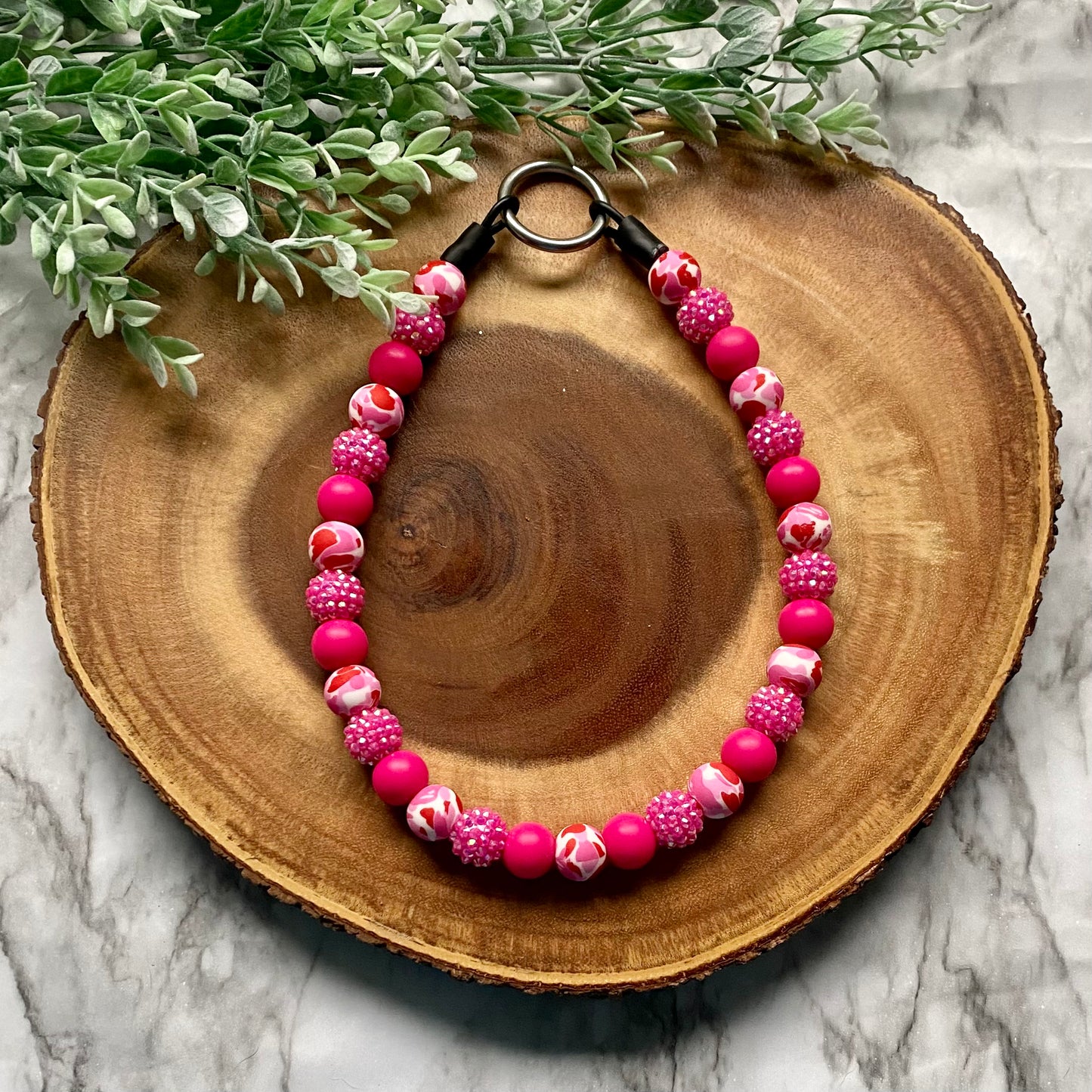 Pink Camo Beaded Collar