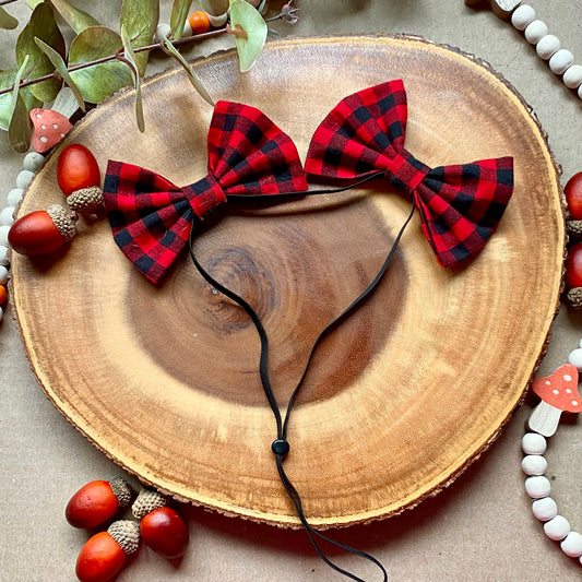 Red Buffalo Plaid Double Bows