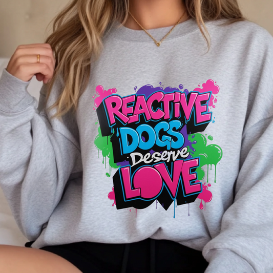 Neon Reactive Dogs Deserve Love Crewneck