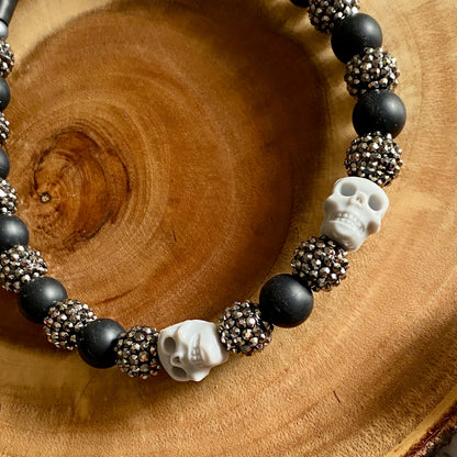 Glitter Skull Beaded Collar