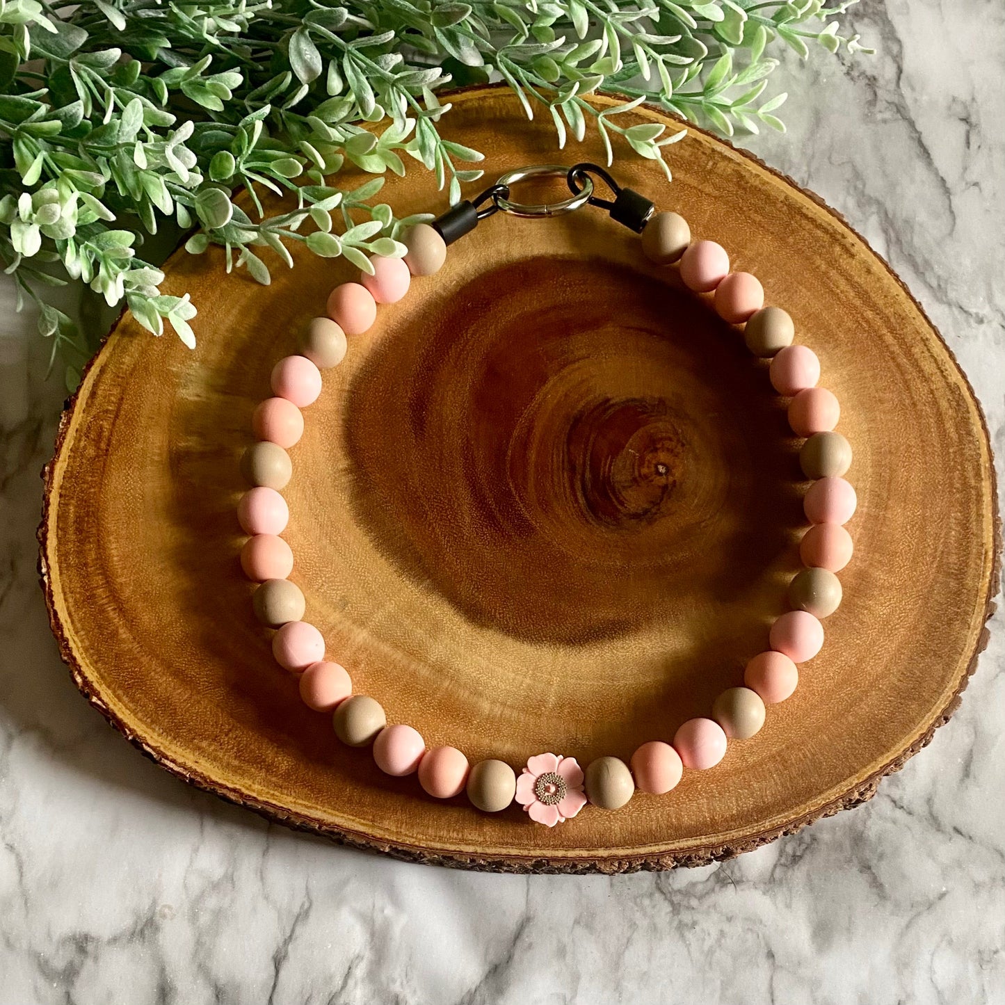 Pink Peonies Beaded Collar