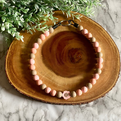 Pink Peonies Beaded Collar