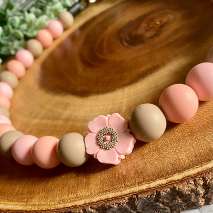 Pink Peonies Beaded Collar