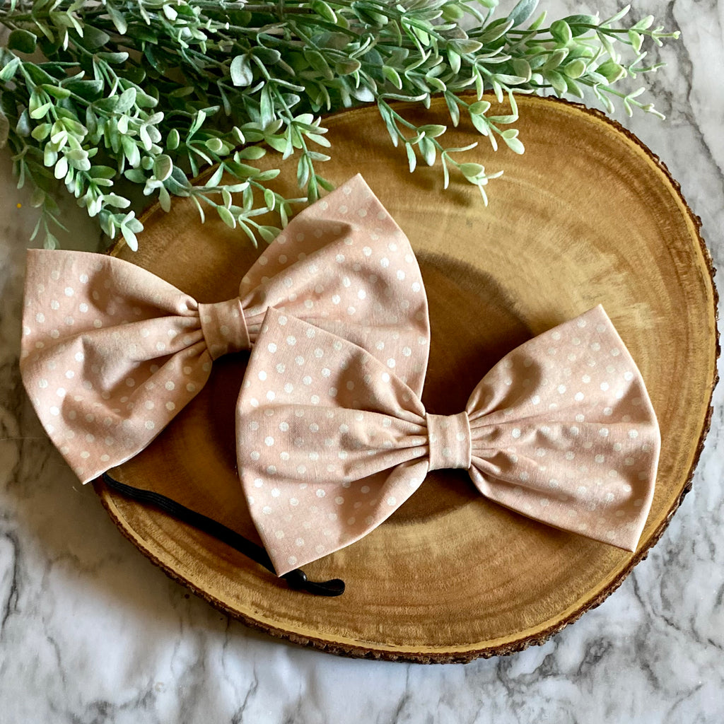 Baby Pink Polkadots Bowtie & Head Bow