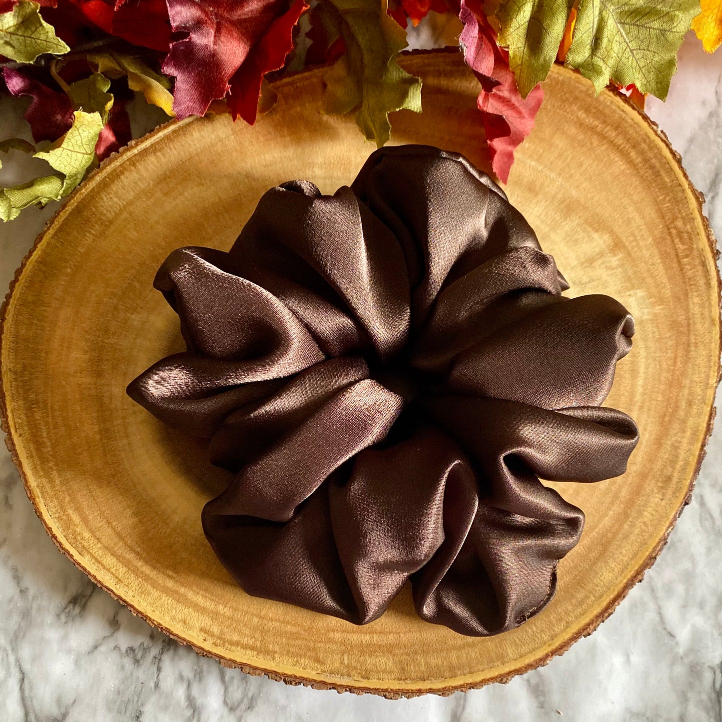 Large Satin Scrunchie - Espresso