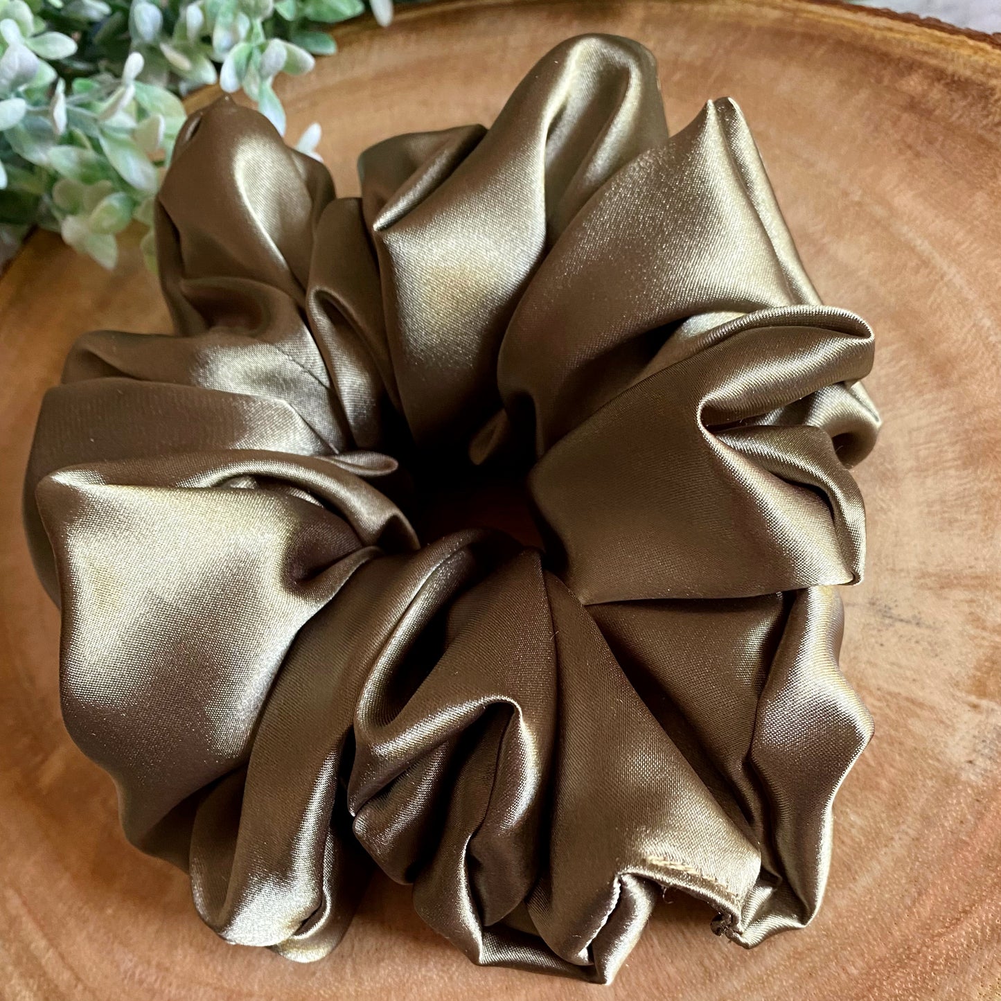 Large Satin Scrunchie - Army Green