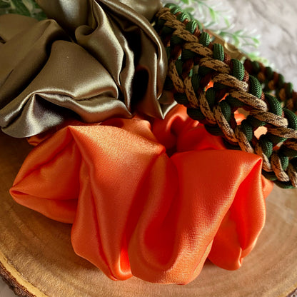 Large Satin Scrunchie - Army Green