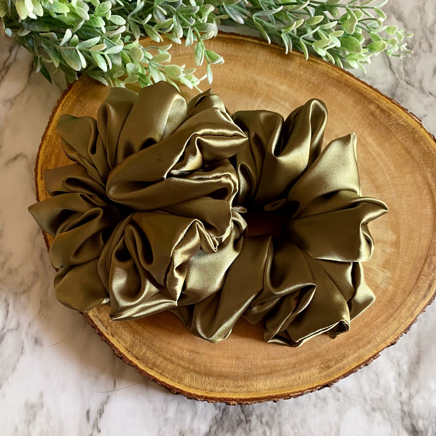 Large Satin Scrunchie - Army Green