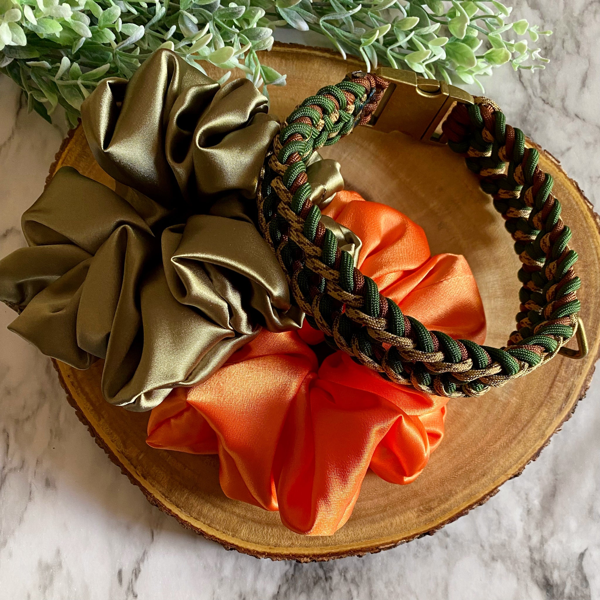 Large Satin Scrunchie - Army Green
