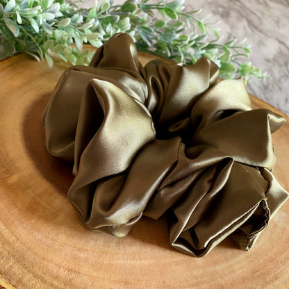 Large Satin Scrunchie - Army Green