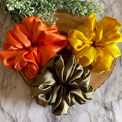 Large Satin Scrunchie - Army Green