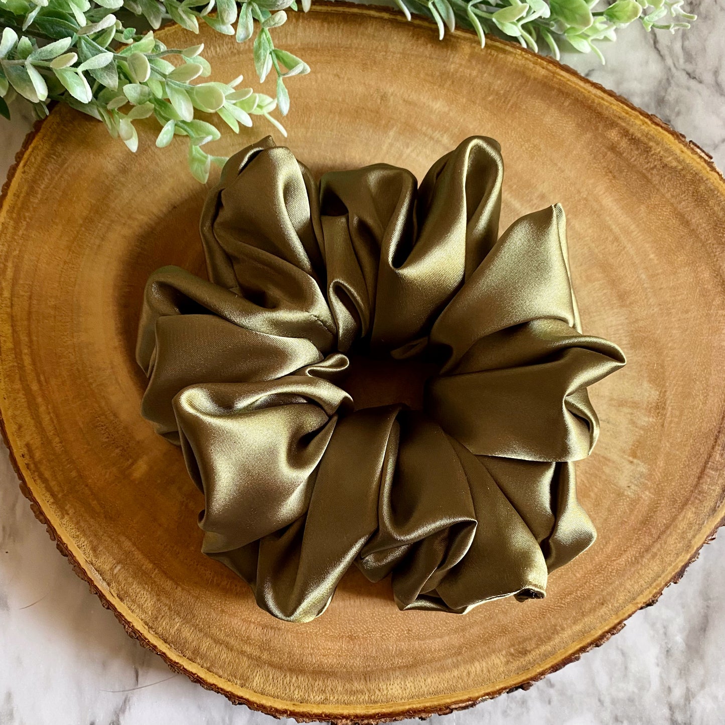 Large Satin Scrunchie - Army Green